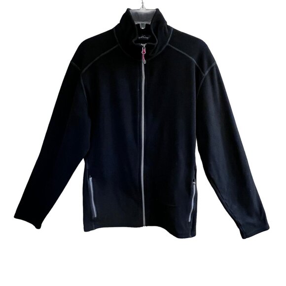 Eddie Bauer Other - Eddie Bauer Mens Black Fleece Full Zip Jacket L Pockets Light Weight Logo READ